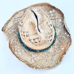Straw Beaded Cowgirl Hat